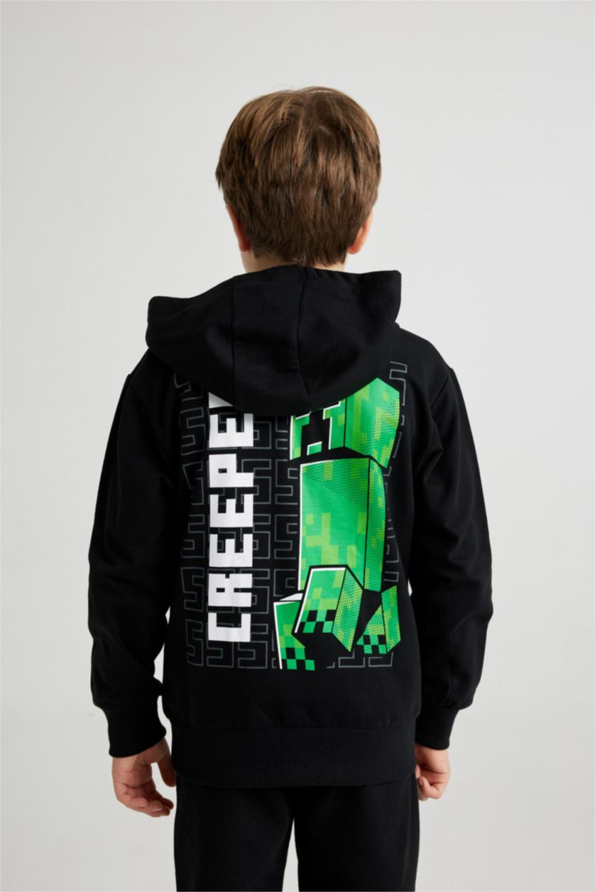 Boys & Teens Black Regular Fit Minecraft Licensed Crew Neck Sweatshirt