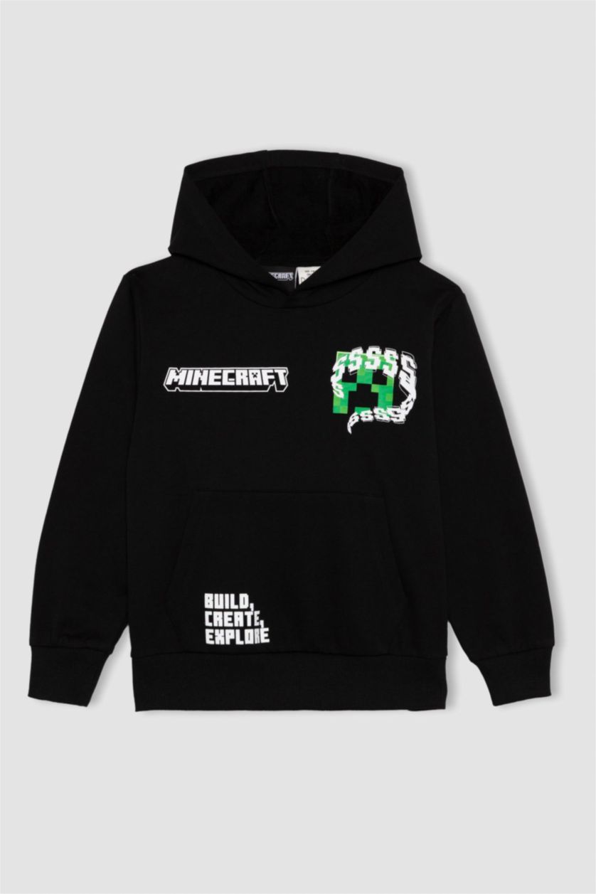Boys & Teens Black Regular Fit Minecraft Licensed Crew Neck Sweatshirt