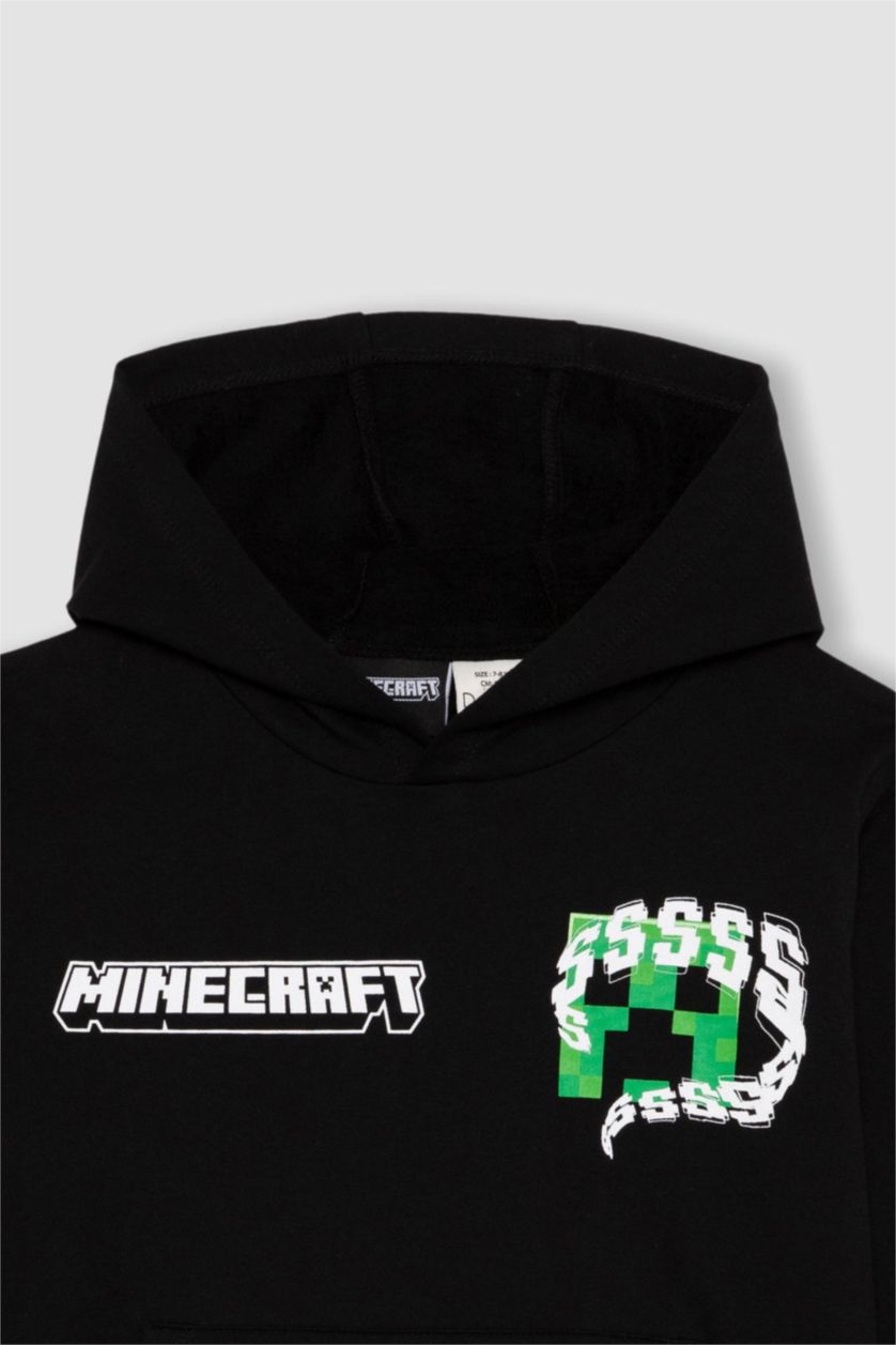 Boys & Teens Black Regular Fit Minecraft Licensed Crew Neck Sweatshirt