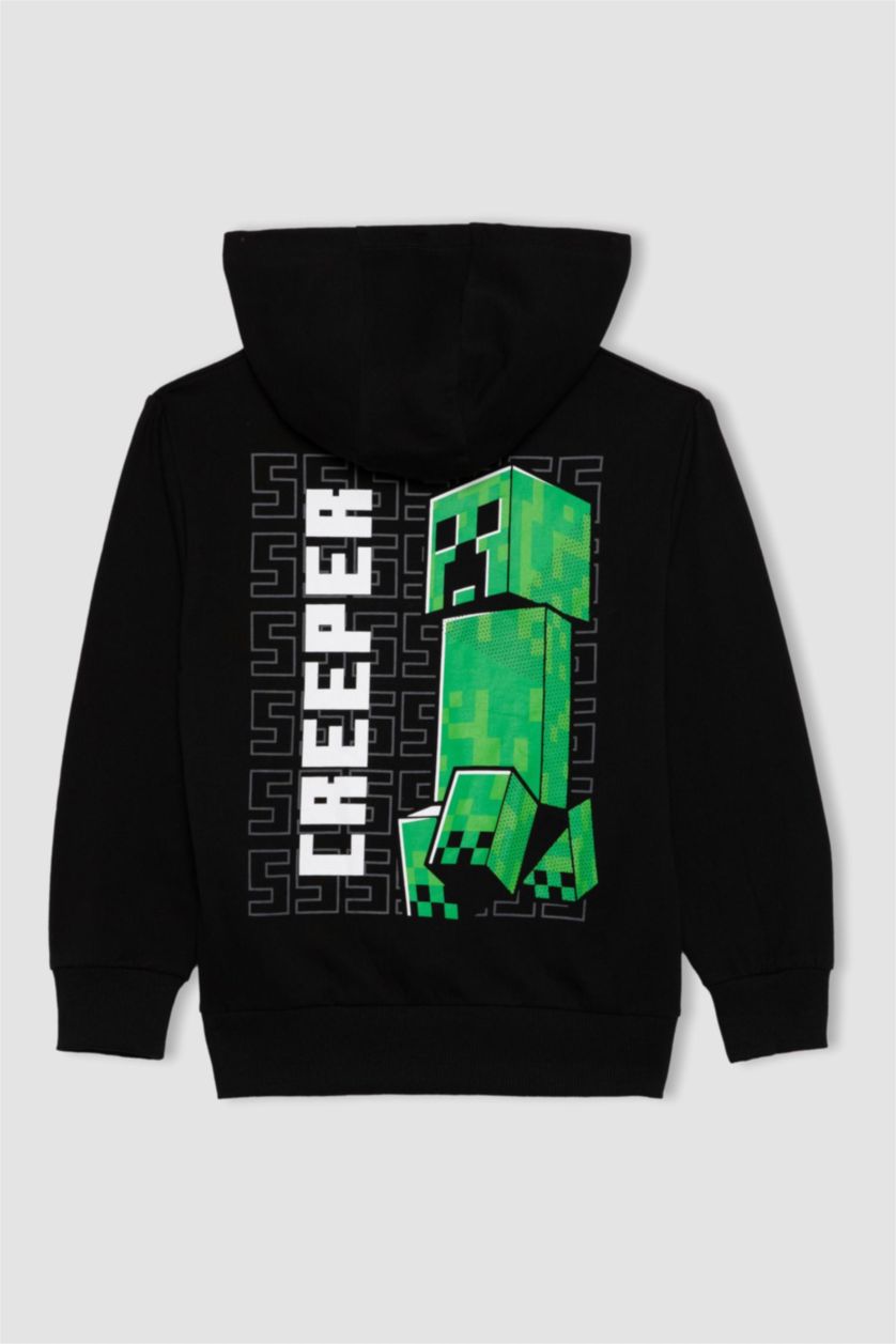 Boys & Teens Black Regular Fit Minecraft Licensed Crew Neck Sweatshirt