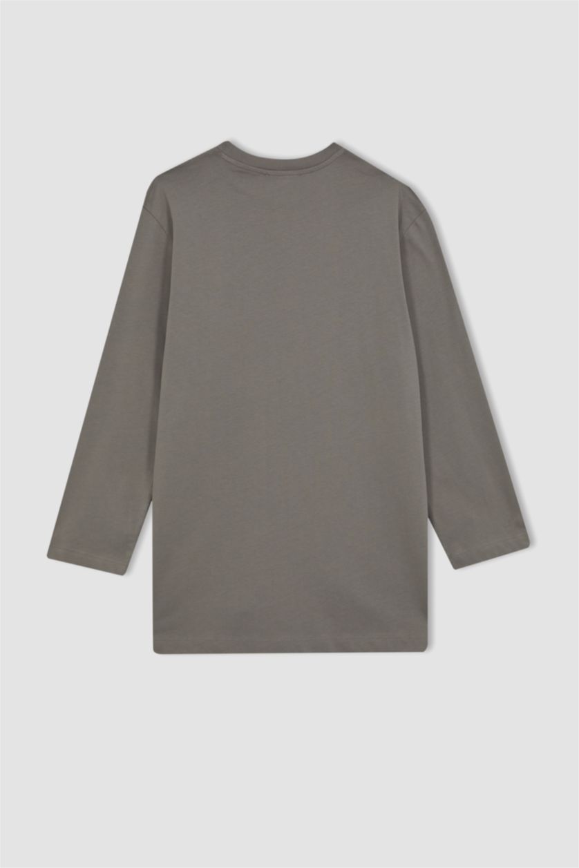 WOMAN Grey Regular Fit Crew Neck Printed Long Sleeve Tunic