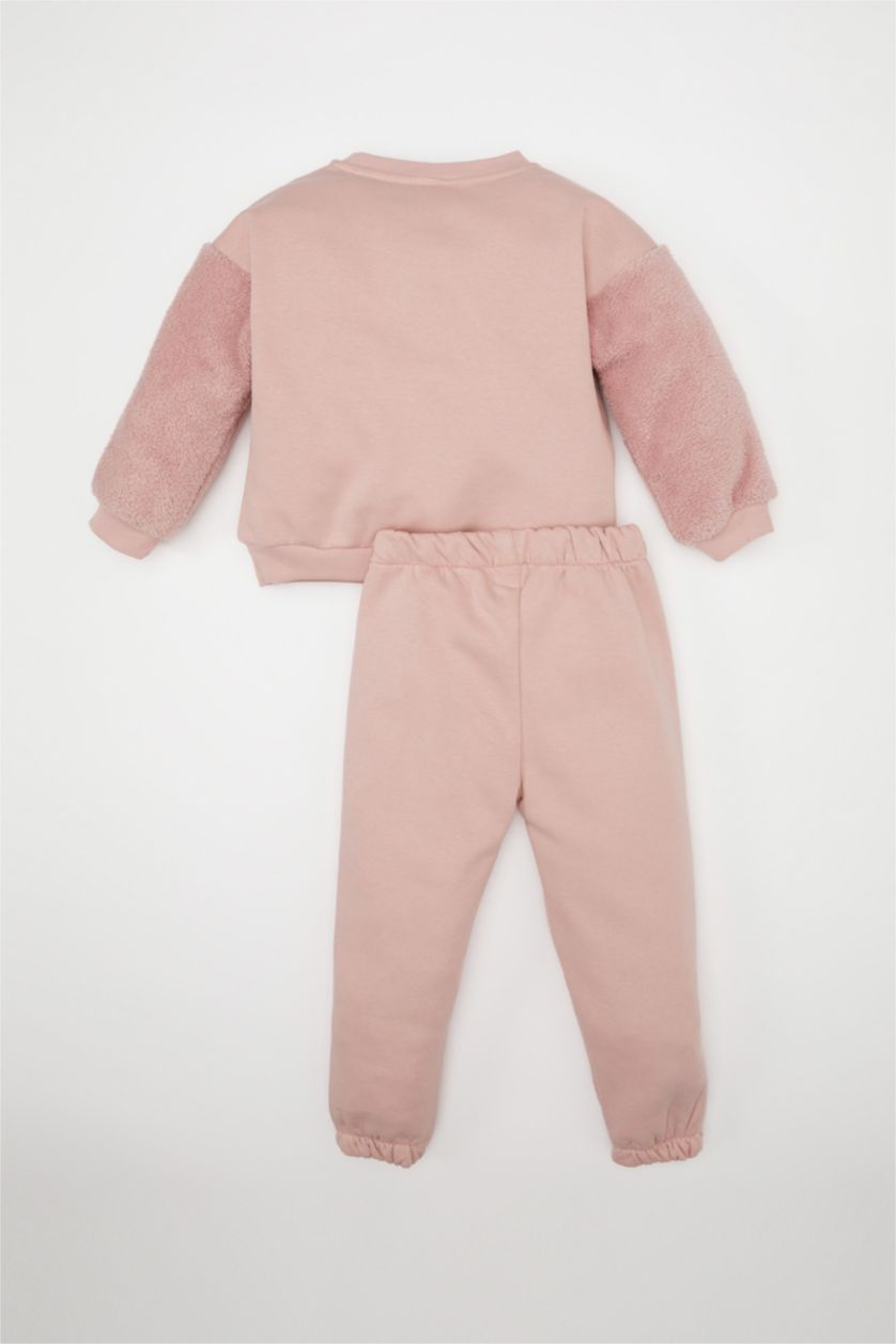 Kız Bebek Pembe Kız Bebek 2'li Takım Unicorn Baskılı Sweatshirt Eşofman Altı 