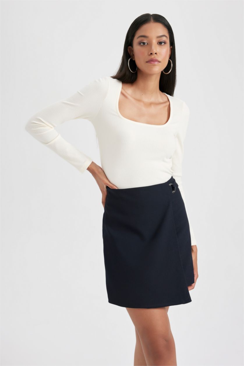 FEMME Marin Mini Jupe En Tissés Taille Normale Doublé