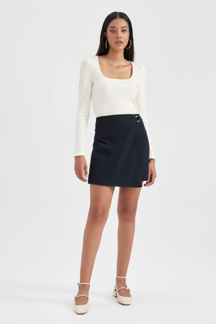 FEMME Marin Mini Jupe En Tissés Taille Normale Doublé