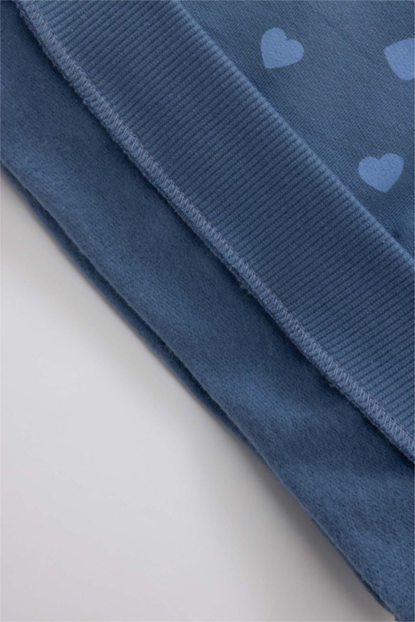 BABY GIRL Light Indigo Baby Girl Heart Patterned Sweatshirt Leggings 2 Piece Set