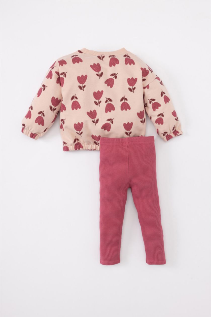 Малыши девочки Розовый Комплект из 2-х вещей с цветочным принтом для малышей девочек
