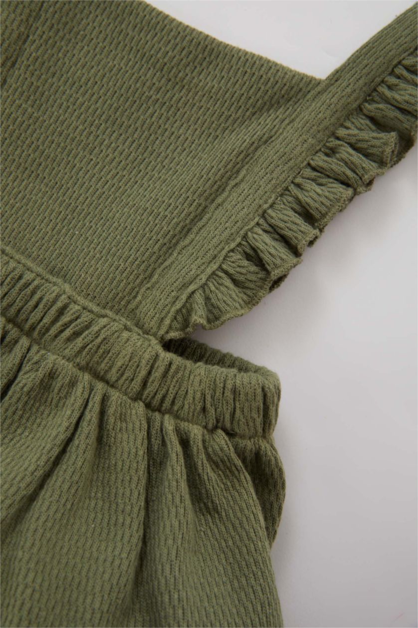 Baby Girl Khaki Girl Baby Long Sleeve T-Shirt Salopet Dress 2 Piece Set