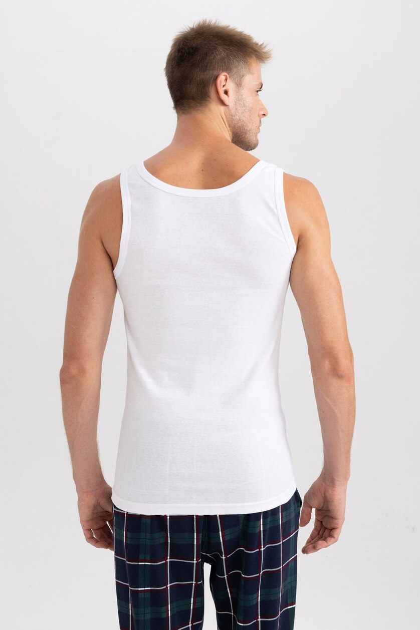 Man White Slim Fit Ribana Tank Top