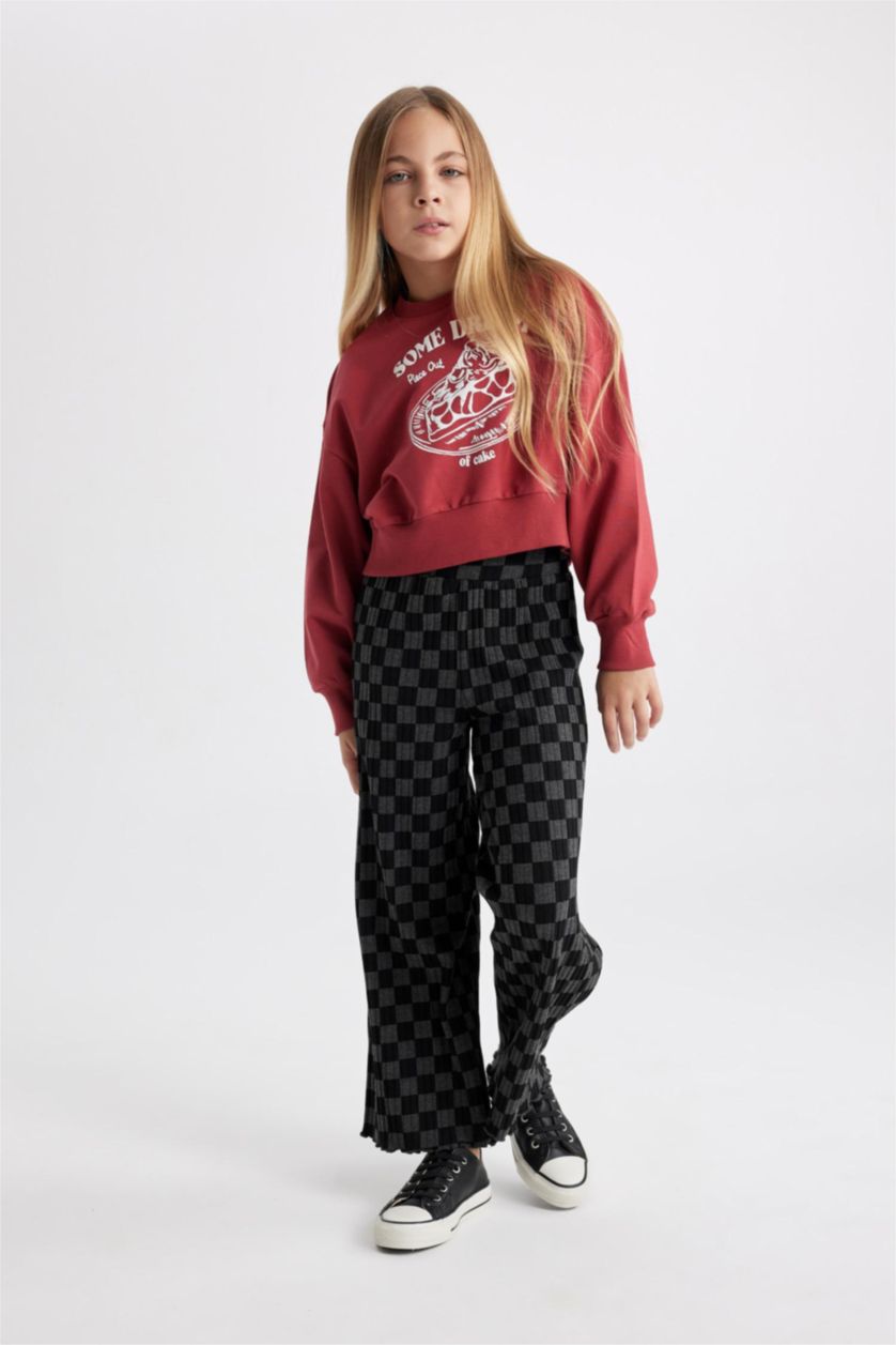 GIRLS & TEENS Black Girl Wide Leg Ribbed Camisole Sweatpants