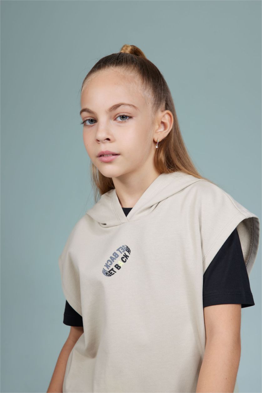 Девочки и подростки Бежевый Кардиган с капюшоном для девочек