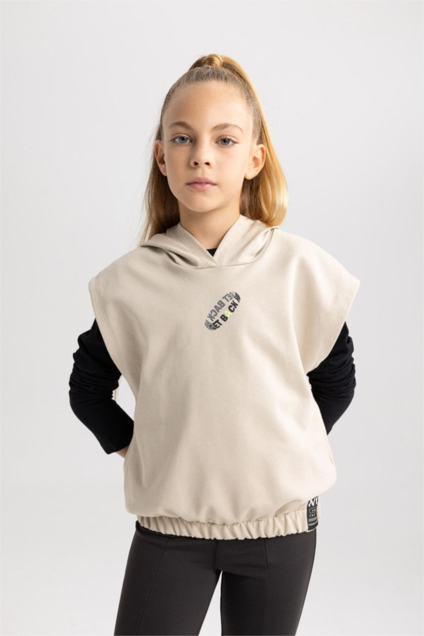 Девочки и подростки Бежевый Кардиган с капюшоном для девочек