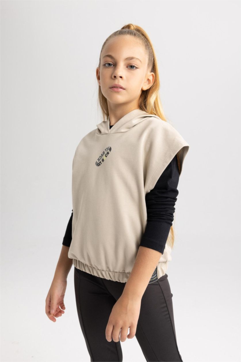 Девочки и подростки Бежевый Кардиган с капюшоном для девочек