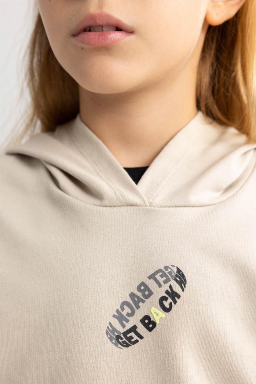 Девочки и подростки Бежевый Кардиган с капюшоном для девочек