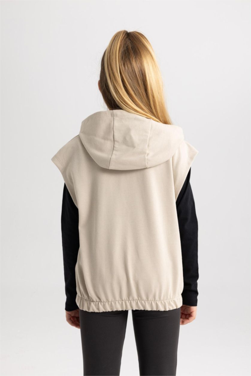 Девочки и подростки Бежевый Кардиган с капюшоном для девочек