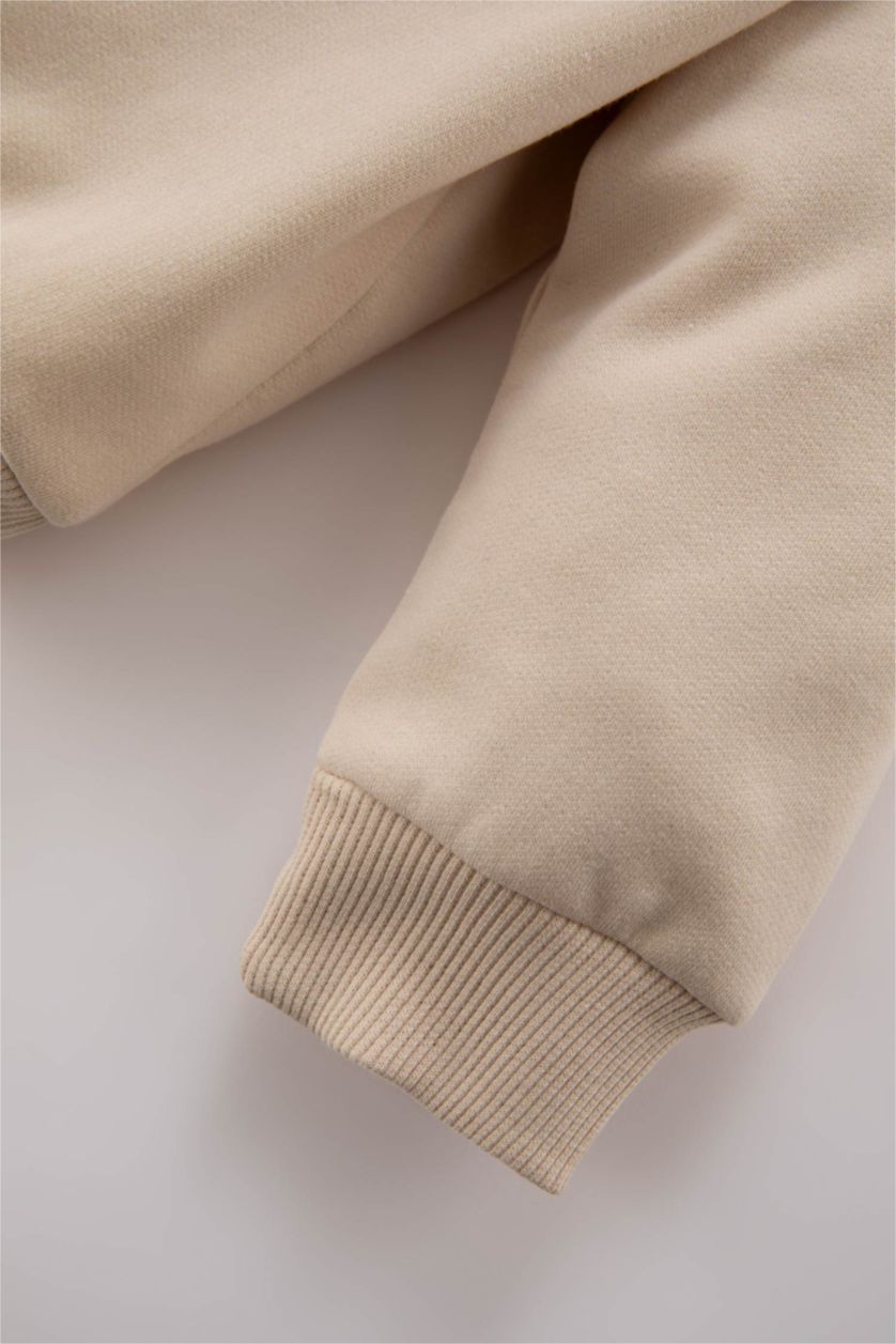 BABY BOY Beige طقم قماش رقيق قصة عادية