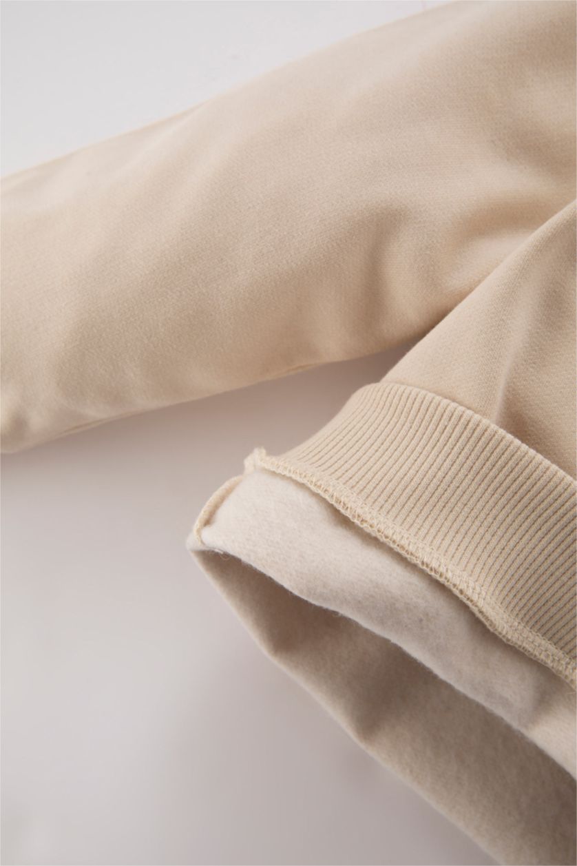 BABY BOY Beige طقم قماش رقيق قصة عادية