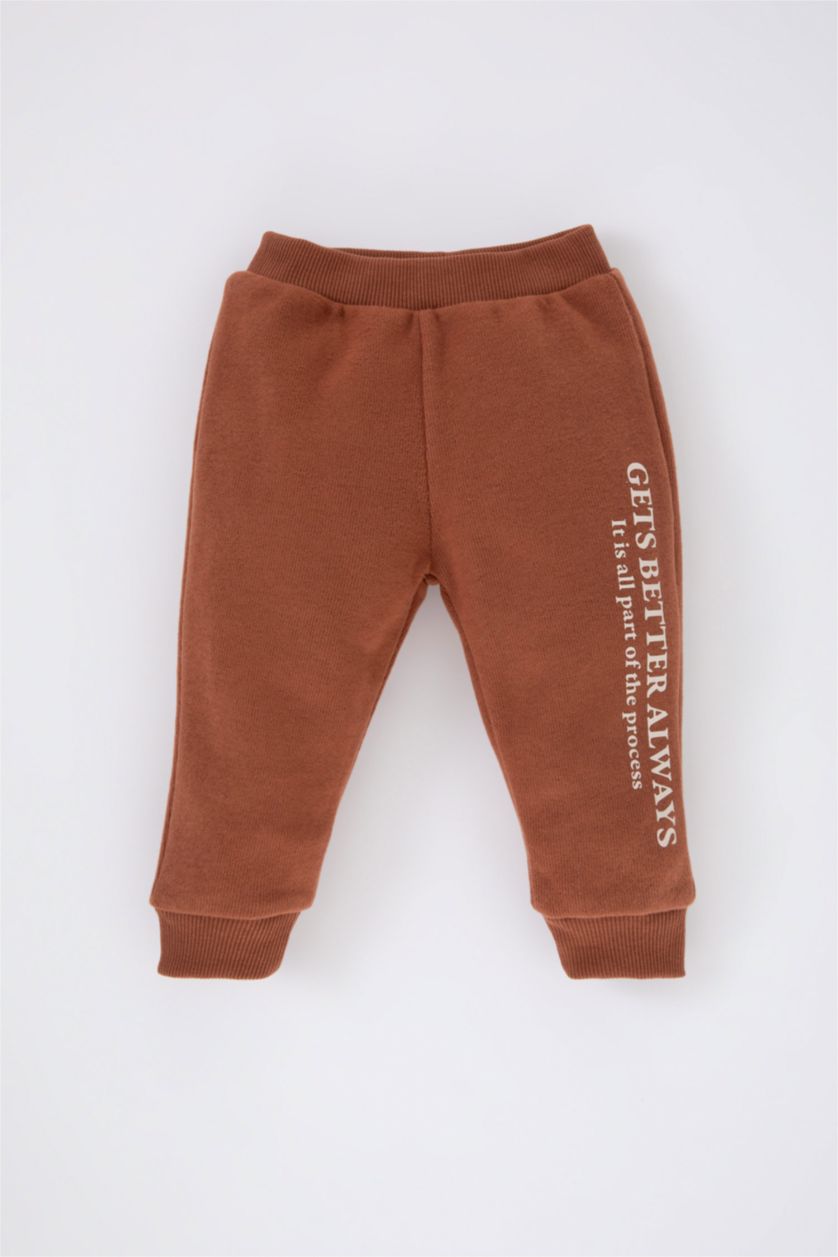 BÉBÉ GARÇON Marron Clair Ensemble De Sweat-Shirt Et Pantalon De Survêtement Imprimé Pour Bébé Garçon - 2 Pièces