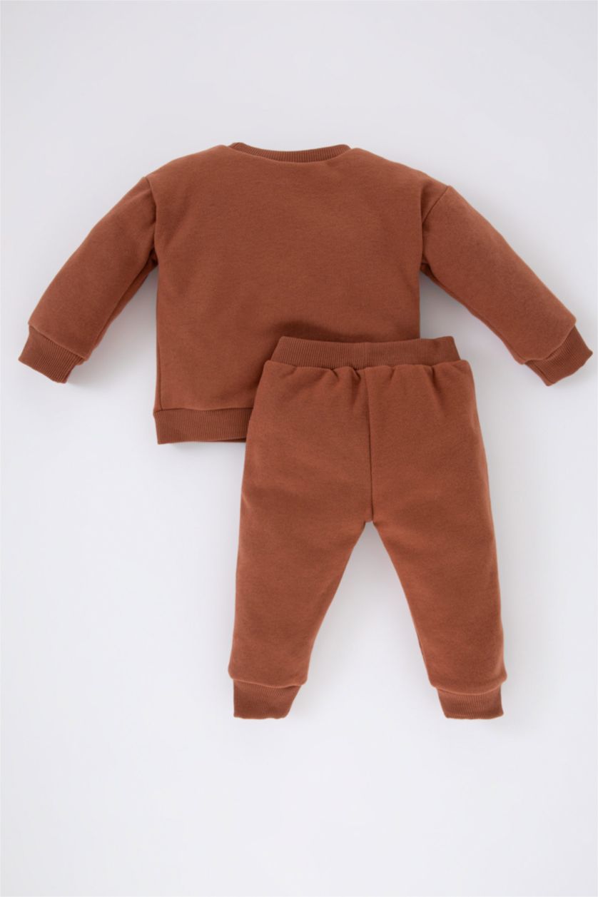 BÉBÉ GARÇON Marron Clair Ensemble De Sweat-Shirt Et Pantalon De Survêtement Imprimé Pour Bébé Garçon - 2 Pièces
