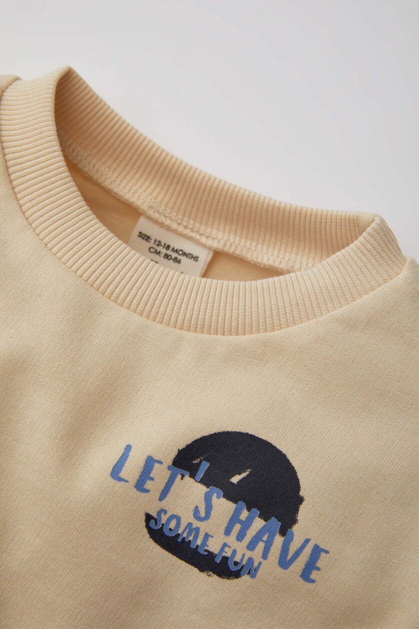 Erkek Bebek Açık Taş Erkek Bebek Baskılı Sweatshirt Pantolon 2'li Takım