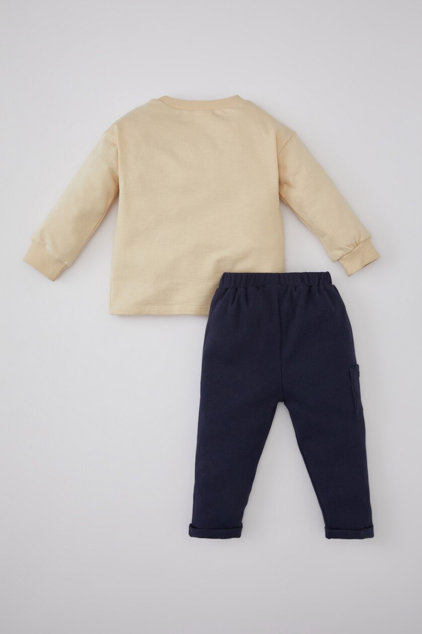 Erkek Bebek Açık Taş Erkek Bebek Baskılı Sweatshirt Pantolon 2'li Takım