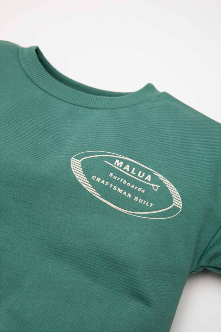 BÉBÉ GARÇON Vert Ensemble de Sweat-shirt à col rond imprimé et Jogging à taille élastique de Bébé Garçon