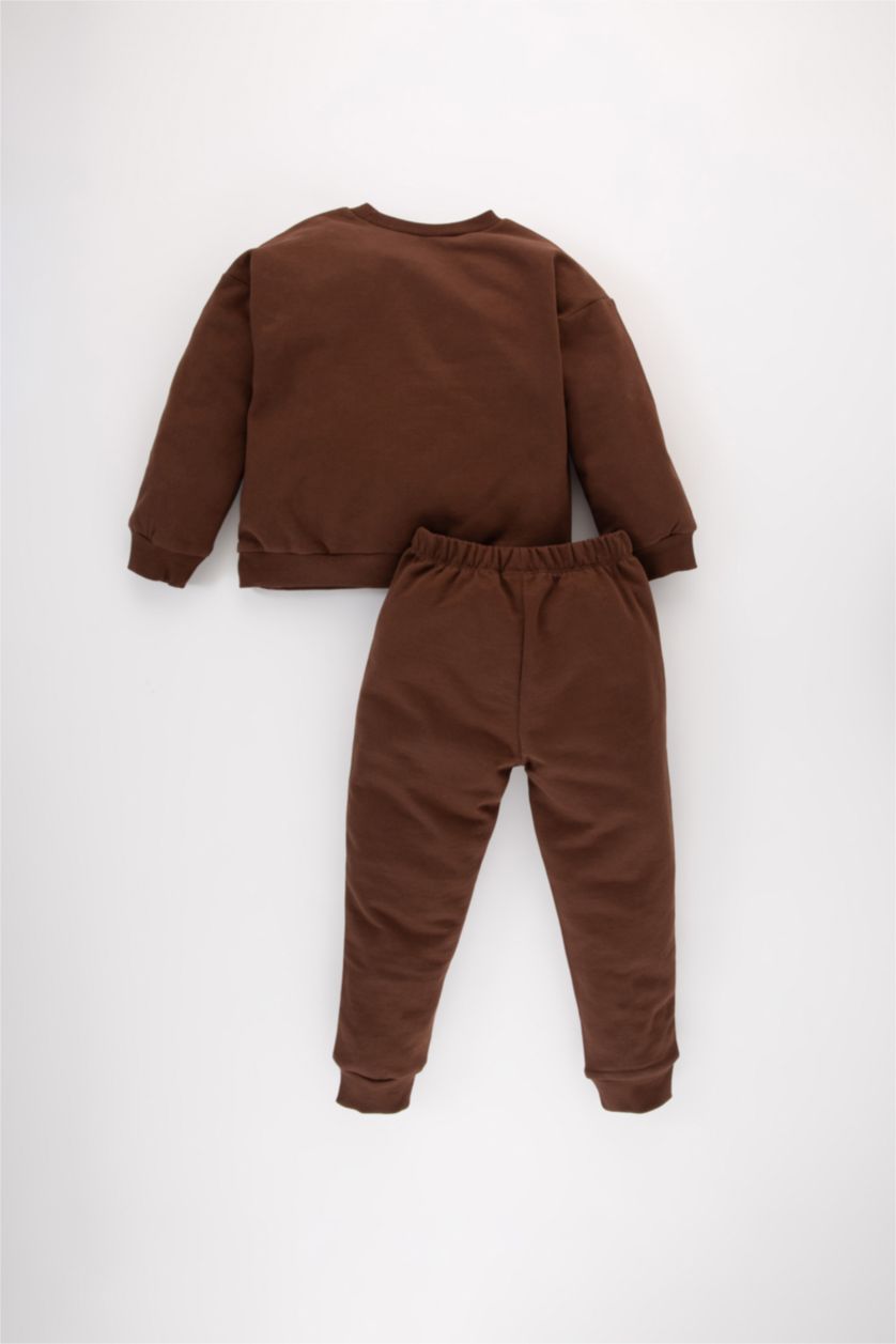 BABY BOY Brown Baby Boy Bear Printed Sweatshirt Sweatpants 2 Piece Set