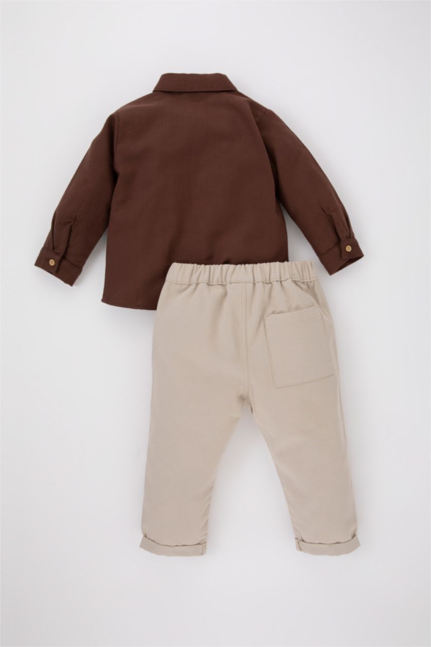 BÉBÉ GARÇON Marron Ensemble Coupe Régulière Col De Chemise Pour Bébé Garçon - 2 Pièces