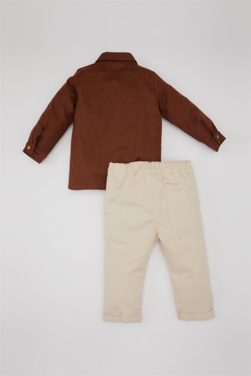BABY BOY Brown Baby Boy Shirt Twill Trousers 2 Piece Set