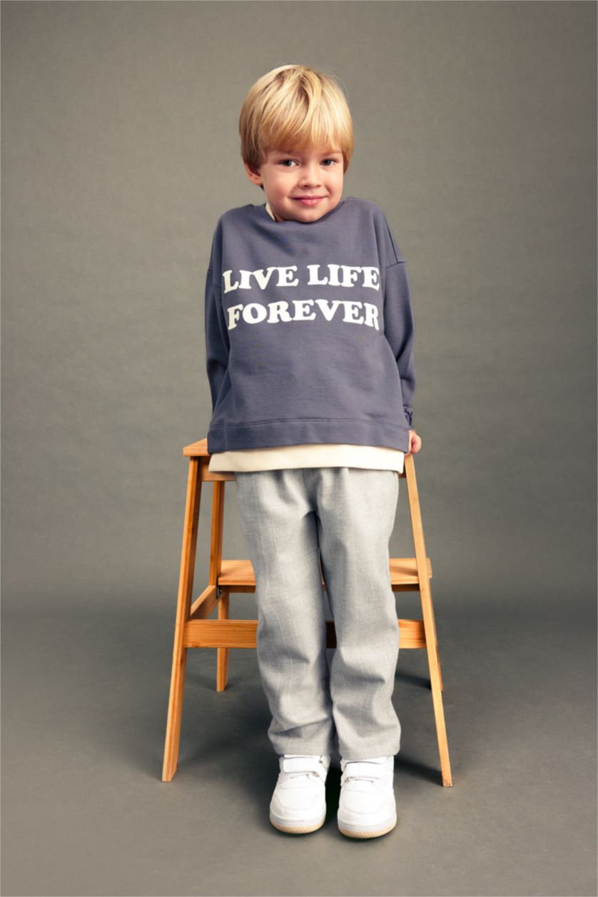 BÉBÉ GARÇON Anthracite Ensemble De Sweat-Shirt Et Pantalon Imprimé Slogan Pour Bébé Garçon - 2 Pièces