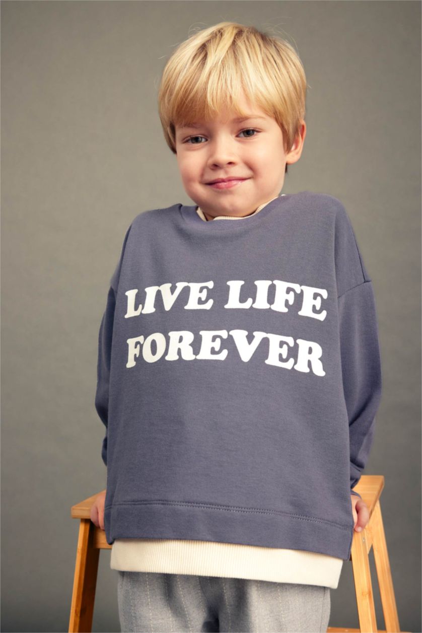 BÉBÉ GARÇON Anthracite Ensemble De Sweat-Shirt Et Pantalon Imprimé Slogan Pour Bébé Garçon - 2 Pièces