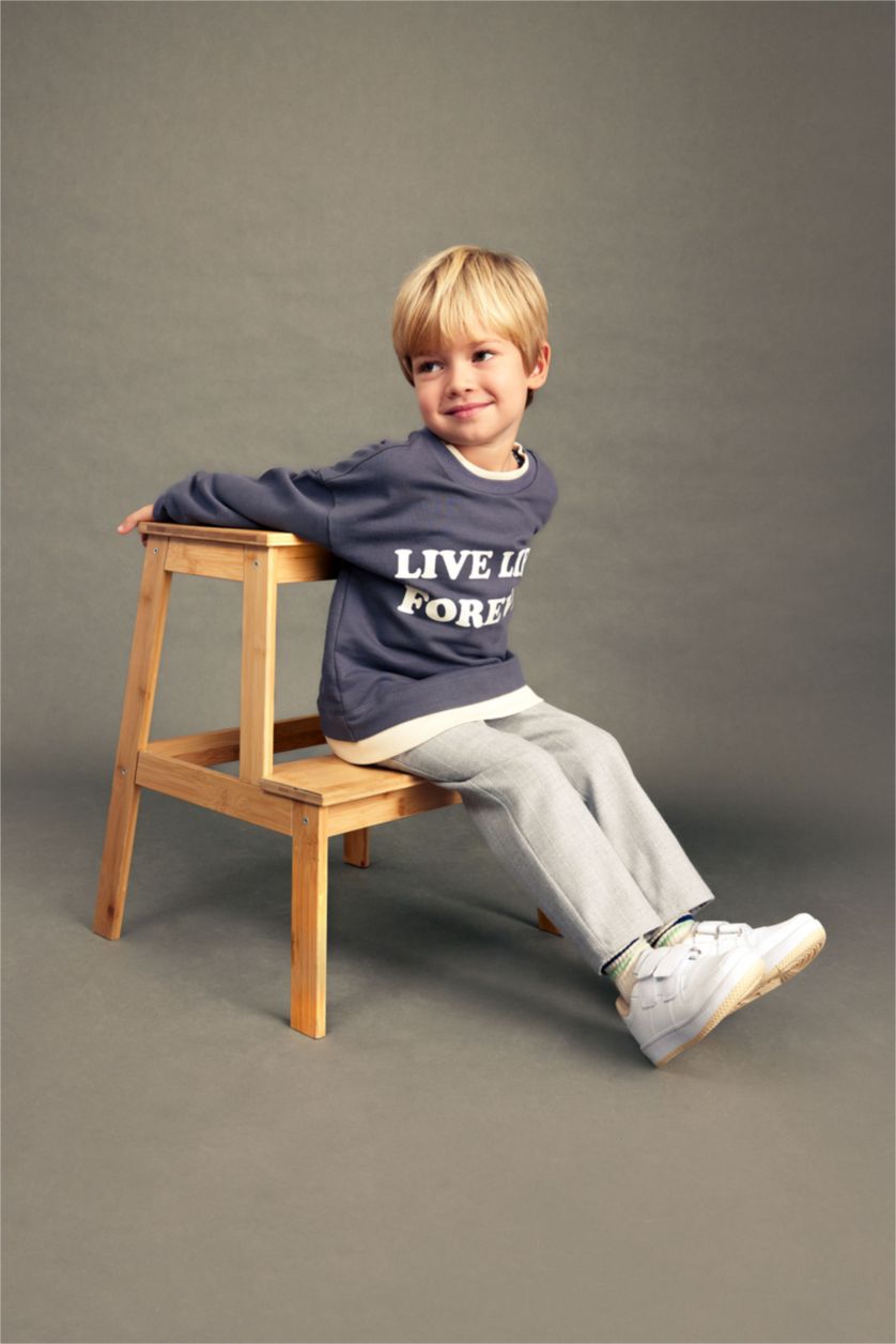 BÉBÉ GARÇON Anthracite Ensemble De Sweat-Shirt Et Pantalon Imprimé Slogan Pour Bébé Garçon - 2 Pièces