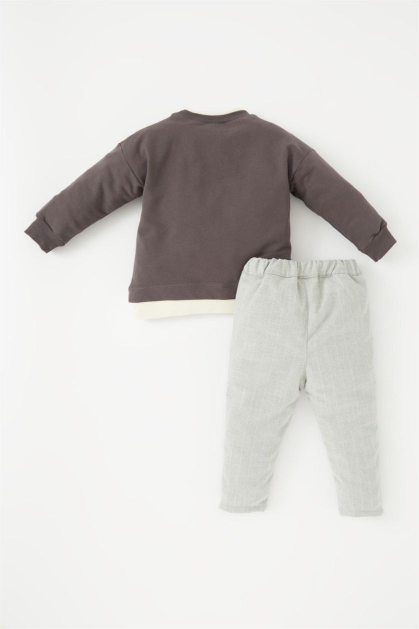 BÉBÉ GARÇON Anthracite Ensemble De Sweat-Shirt Et Pantalon Imprimé Slogan Pour Bébé Garçon - 2 Pièces