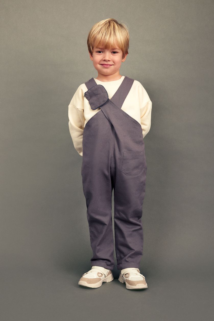 طفل صغير حجري فاتح طقم بيبي اولادي سالوبيت وتيشيرت قصة عادية - قطعتين