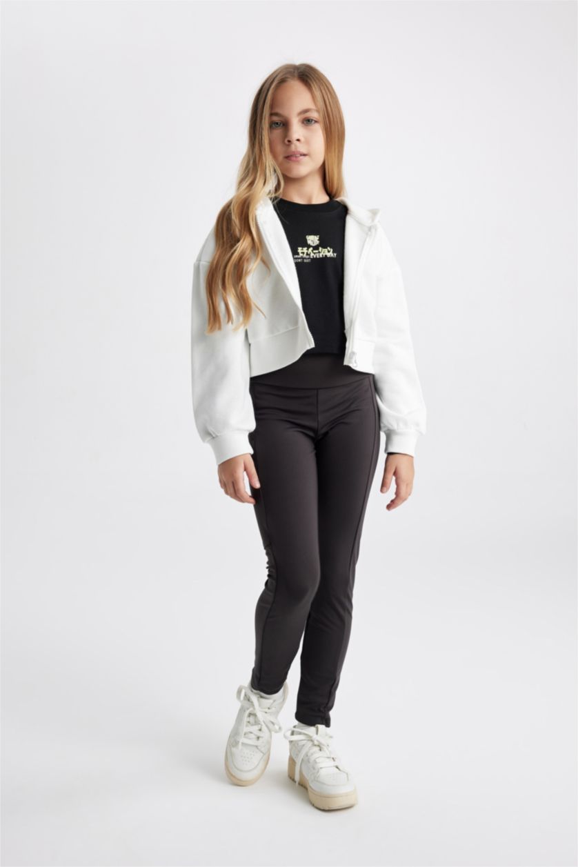 بناتي أسود بنطلون ليجن بناتي برجل واسع