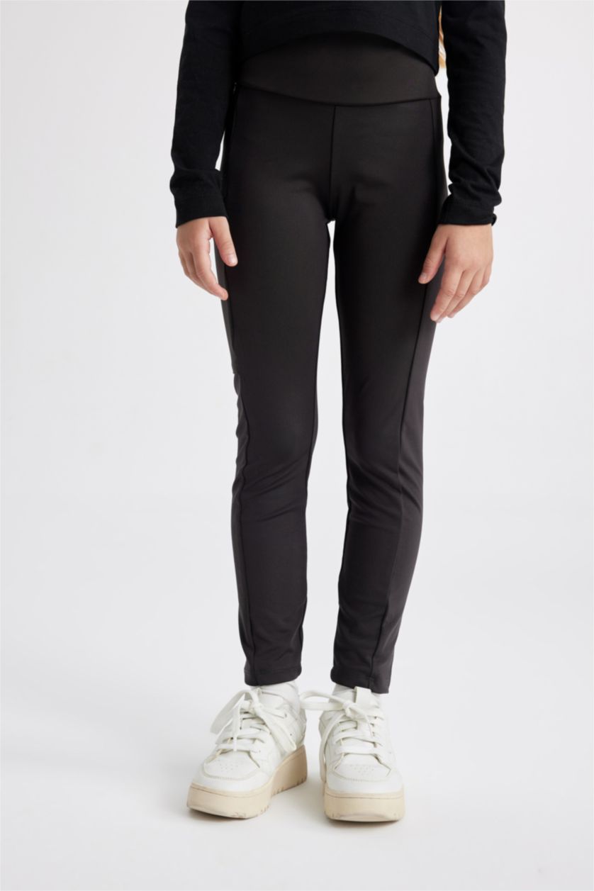 بناتي أسود بنطلون ليجن بناتي برجل واسع