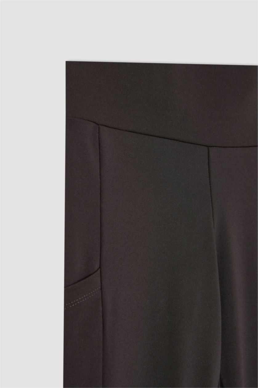 بناتي أسود بنطلون ليجن بناتي برجل واسع