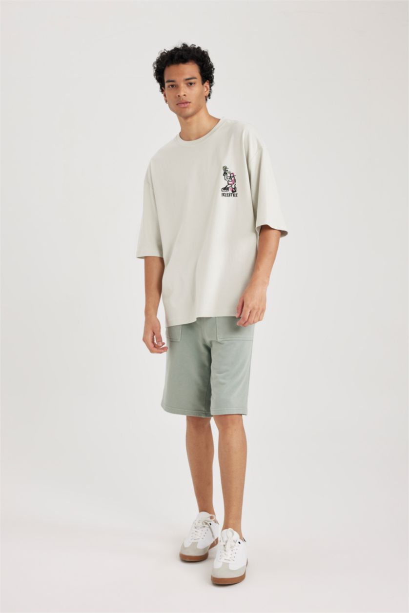 Erkek Açık Yeşil Regular Fıt Düz Paça Şort