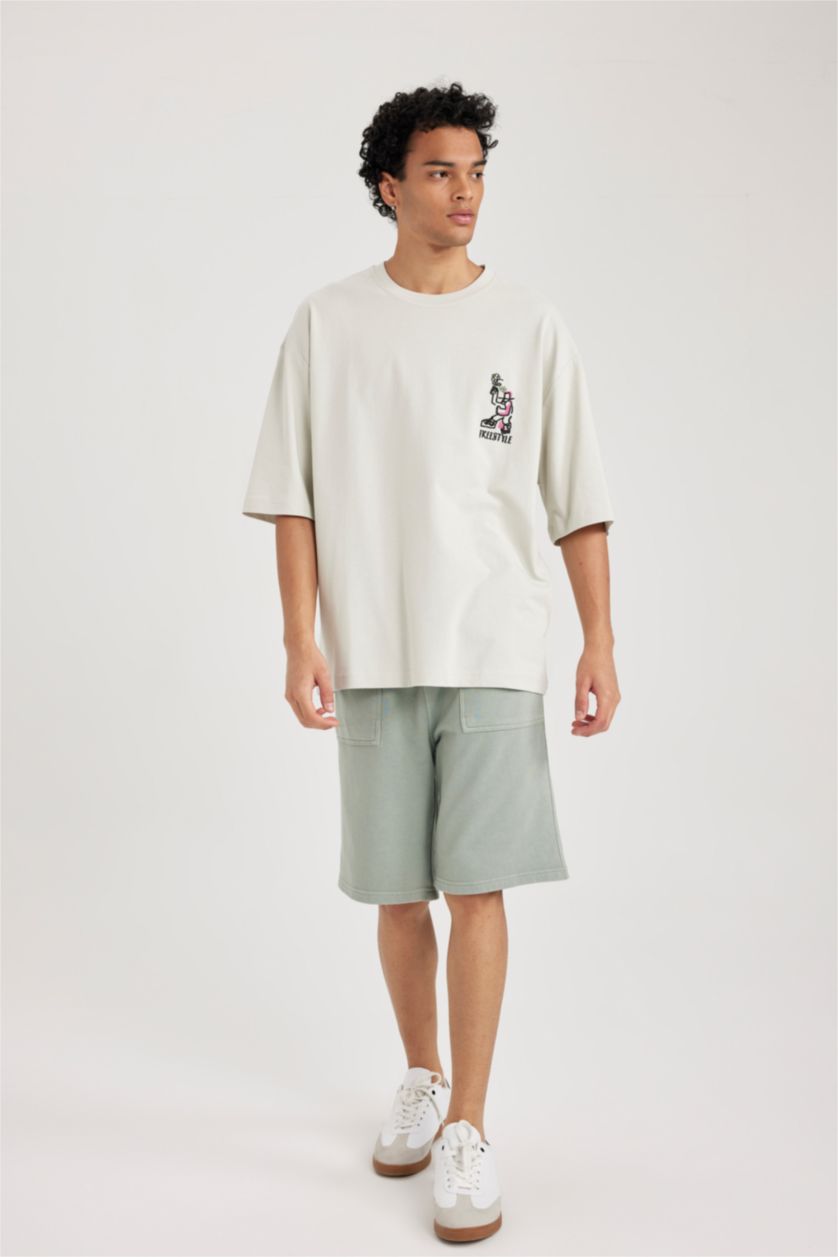 Erkek Açık Yeşil Regular Fıt Düz Paça Şort