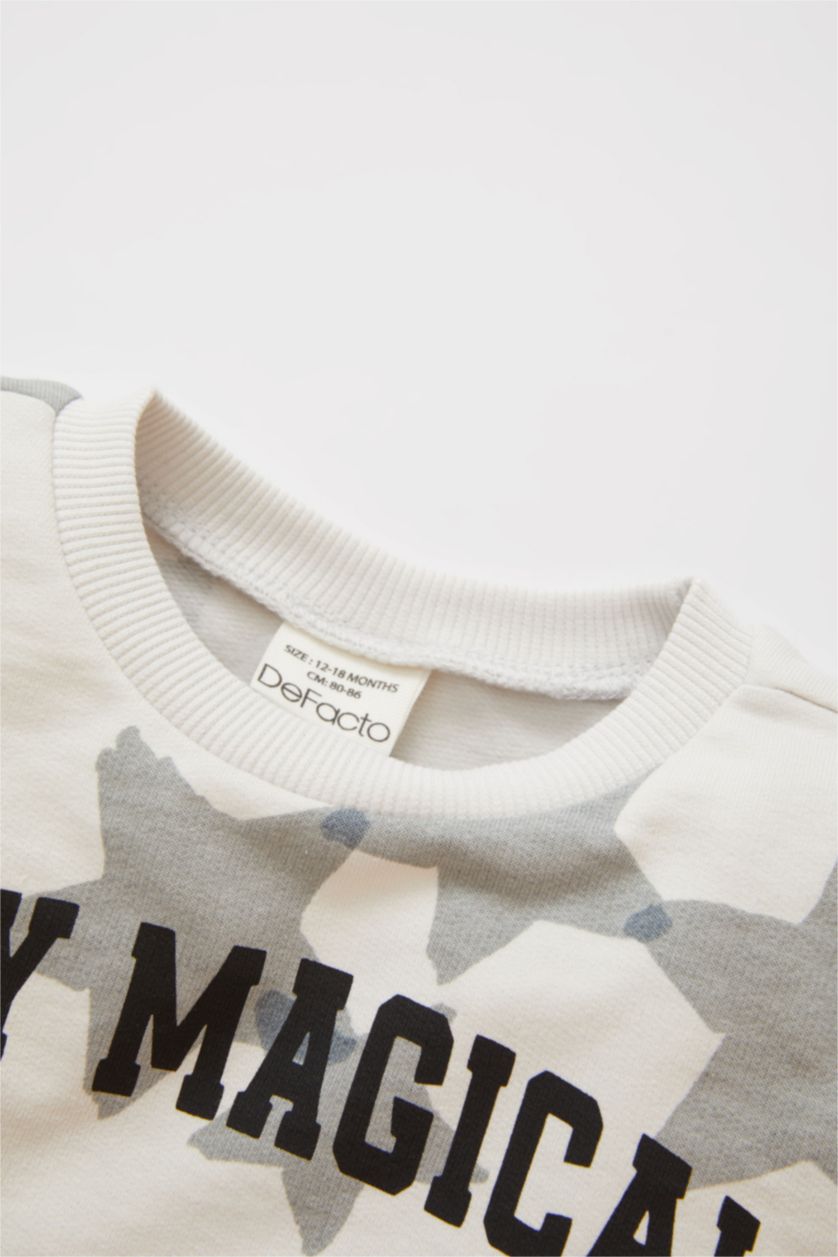 BABY BOY Grey Baby Boy Patterned Sweatshirt Sweatpants 2 Piece Set