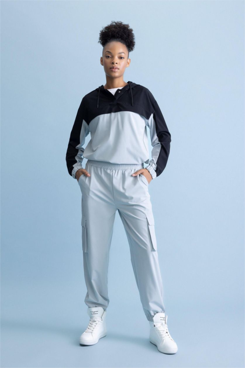 WOMAN Light Grey DeFactoFit Standard Fit Woven Trousers