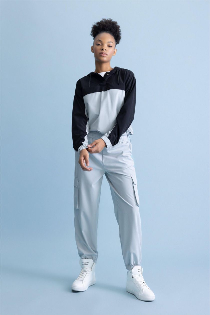 WOMAN Light Grey DeFactoFit Standard Fit Woven Trousers