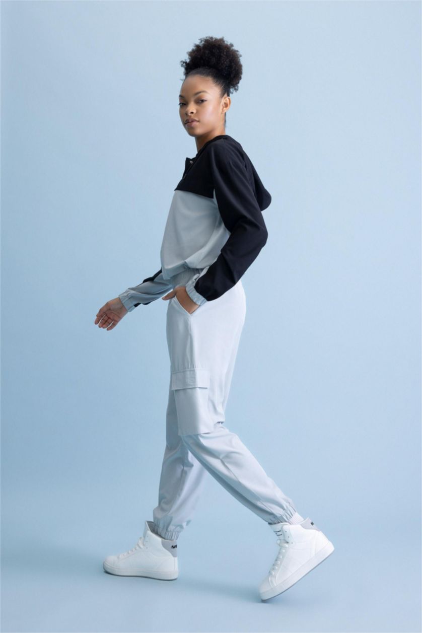 WOMAN Light Grey DeFactoFit Standard Fit Woven Trousers