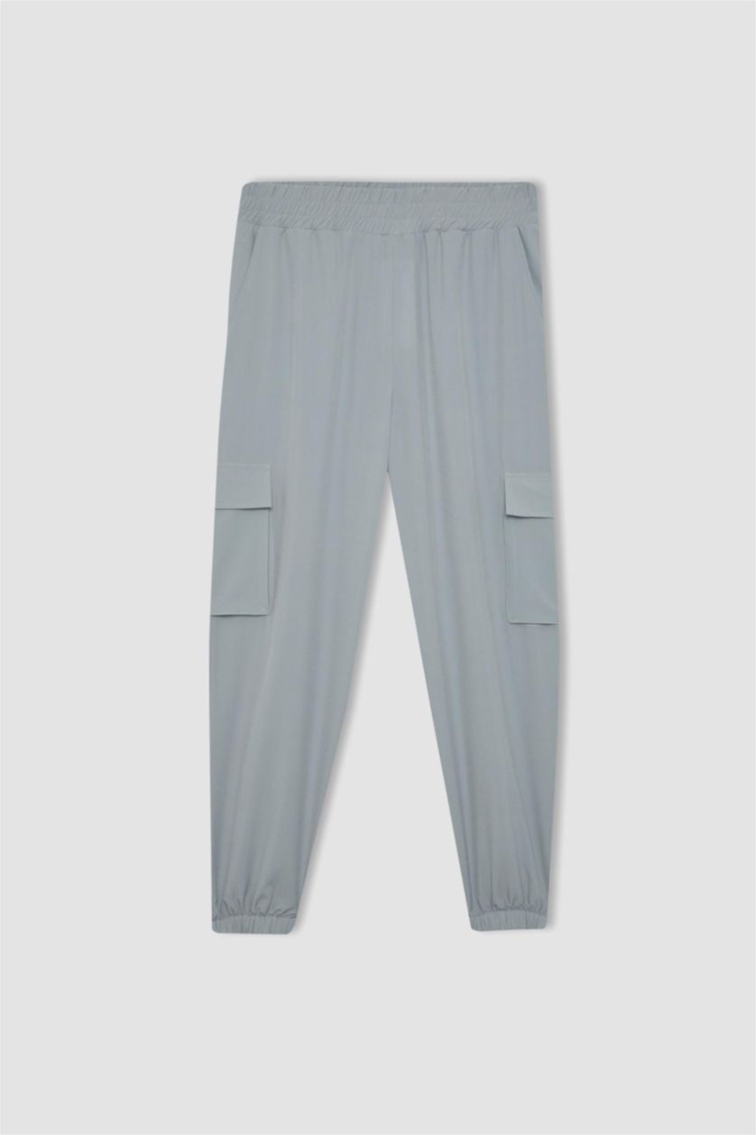 WOMAN Light Grey DeFactoFit Standard Fit Woven Trousers