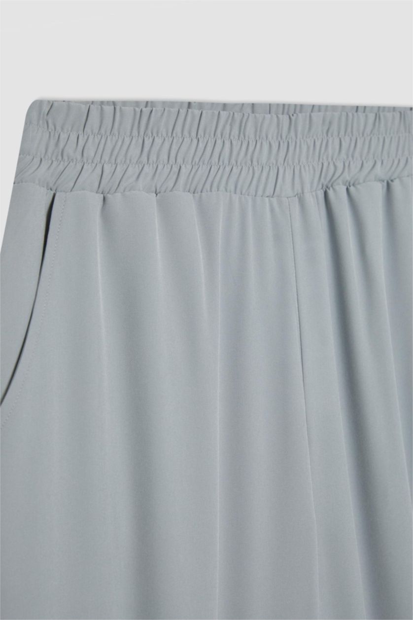 WOMAN Light Grey DeFactoFit Standard Fit Woven Trousers