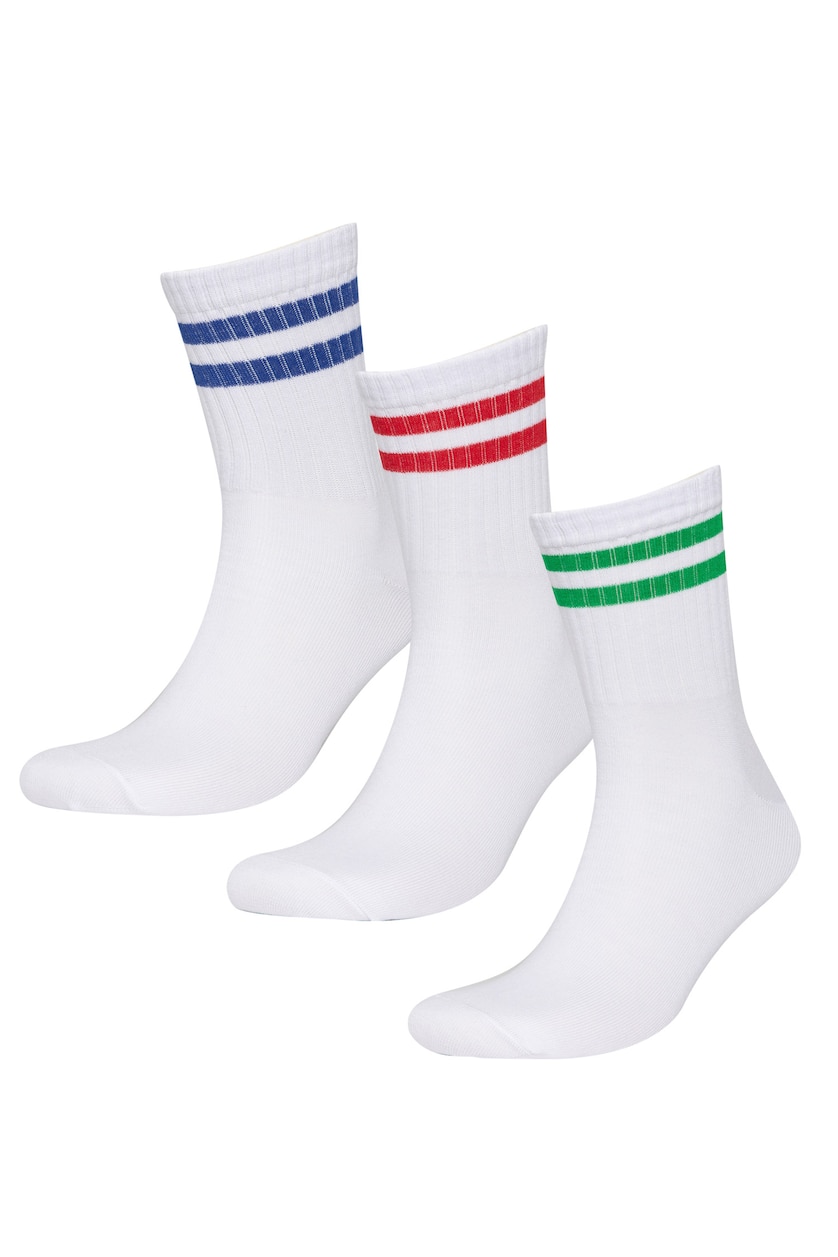 MAN White 3 piece Cotton Long sock
