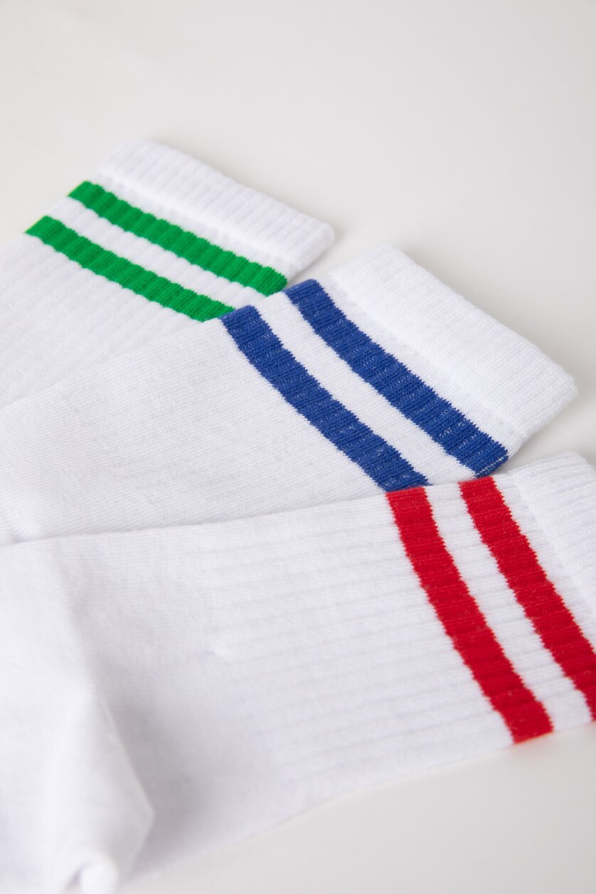 MAN White 3 piece Cotton Long sock