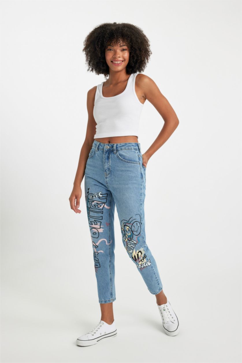 WOMAN Light Blue Mom Fit Denim Trousers