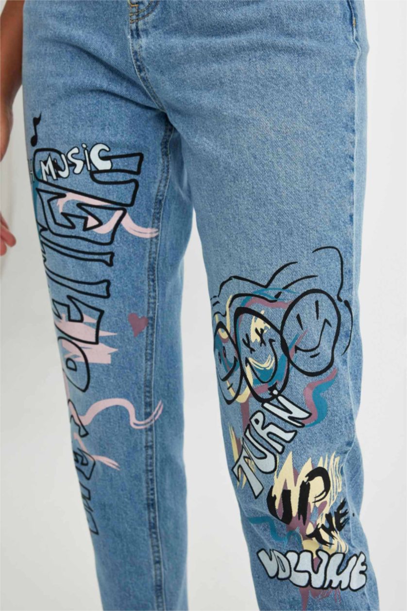 WOMAN Light Blue Mom Fit Denim Trousers