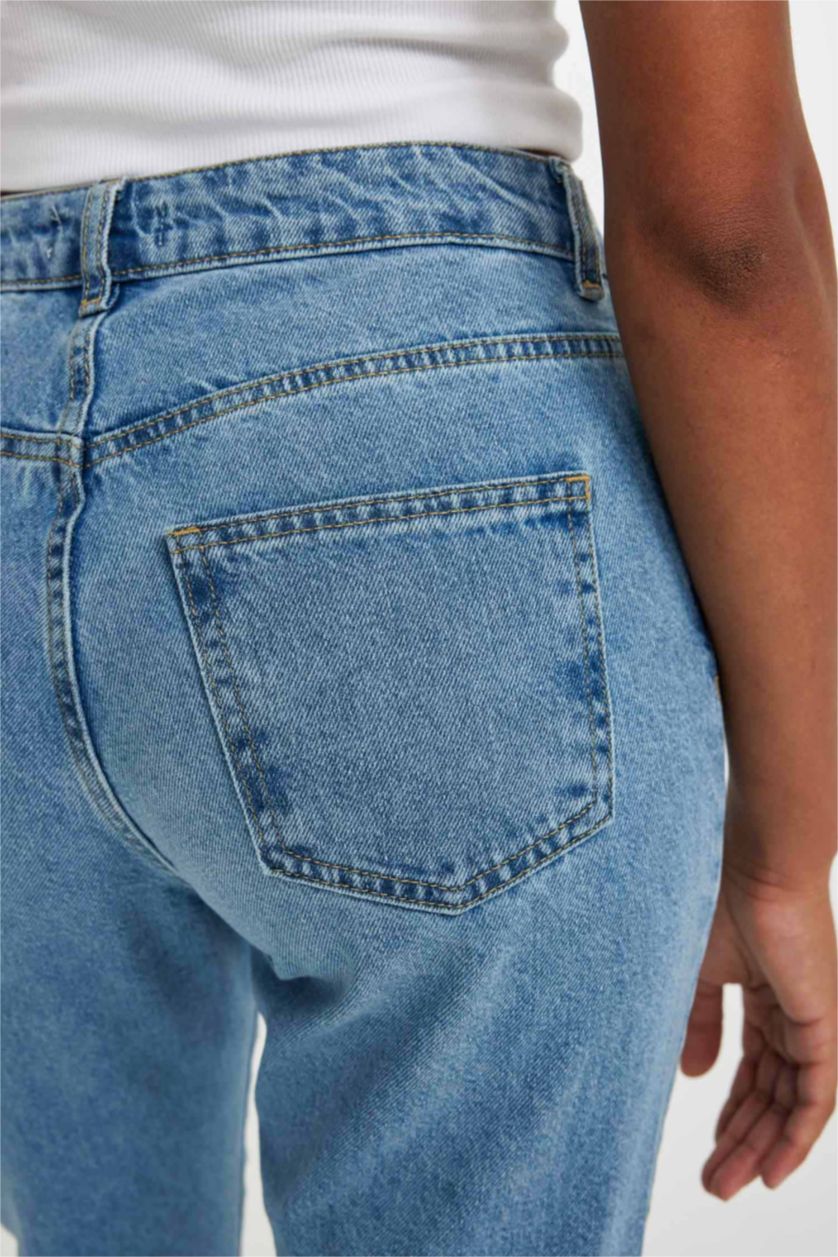 WOMAN Light Blue Mom Fit Denim Trousers