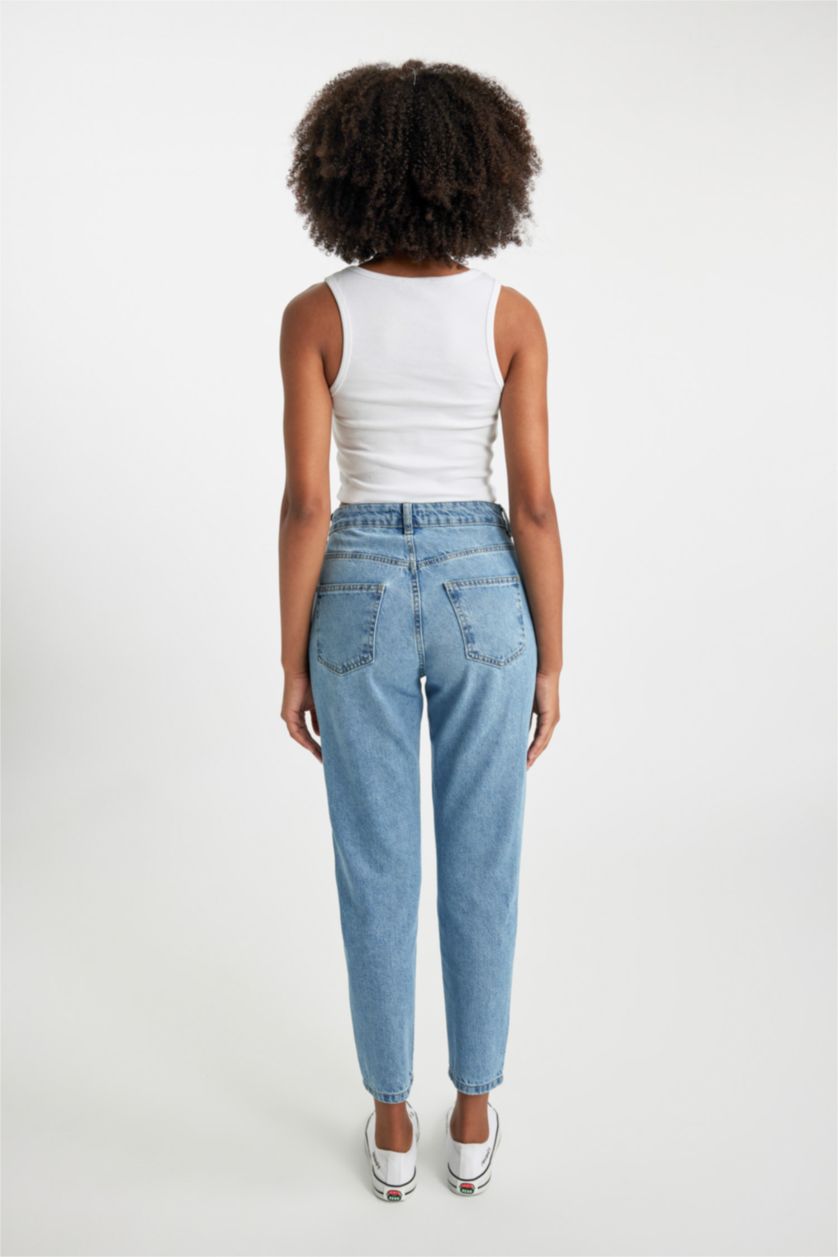 WOMAN Light Blue Mom Fit Denim Trousers